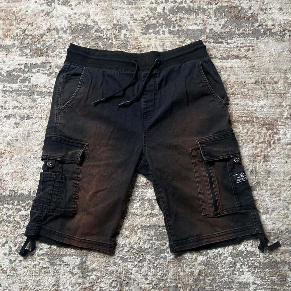 Rocawear Cargo Shorts Size L Black Y2K Baggy Hip Hop Streetwear